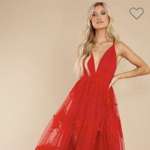 Ever After Red Lace Maxi Dress